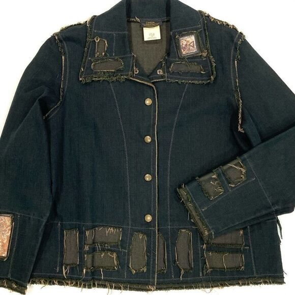 New✨ LINDA LUNDSTROM Distressed Denim Jacket - Picture 2 of 10